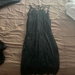 Backless lace black dress